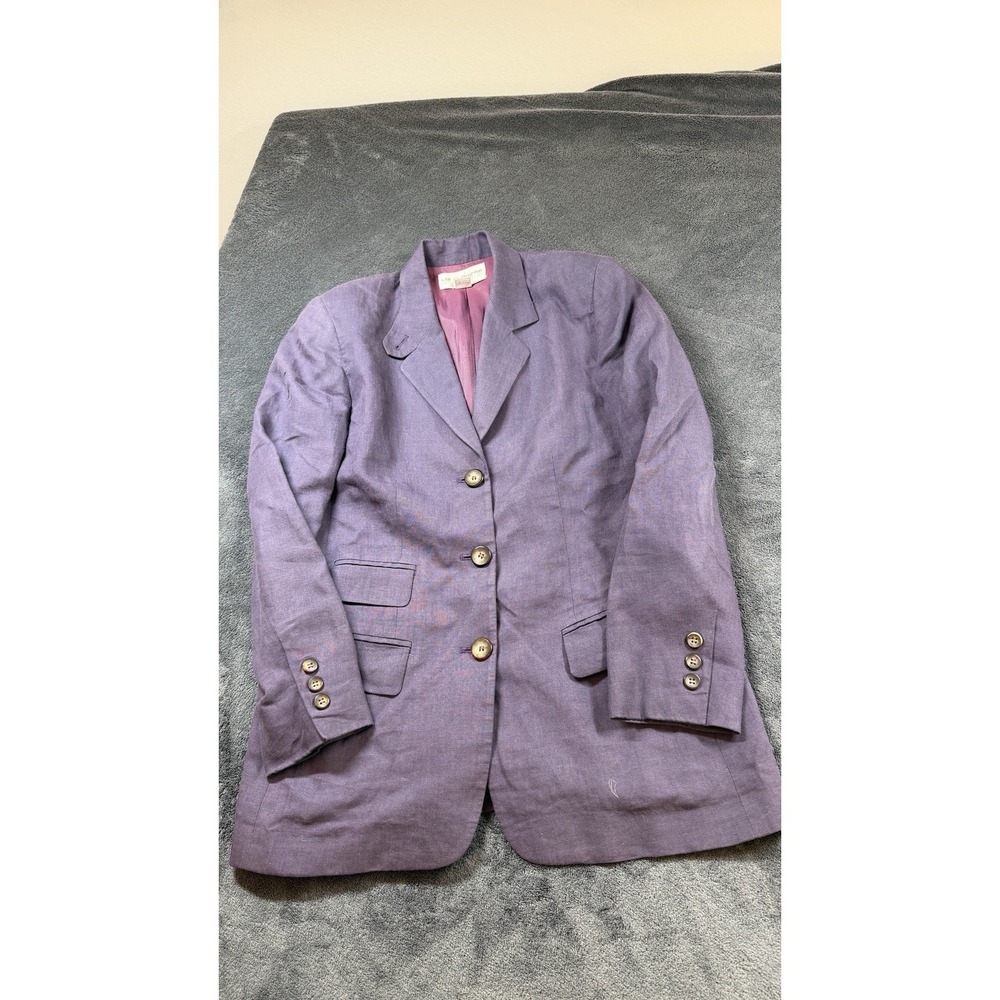 LIZ CLAIBORNE Vintage Purple 100% Linen Lined Long Sleeve Blazer/Jacket Sz 4P